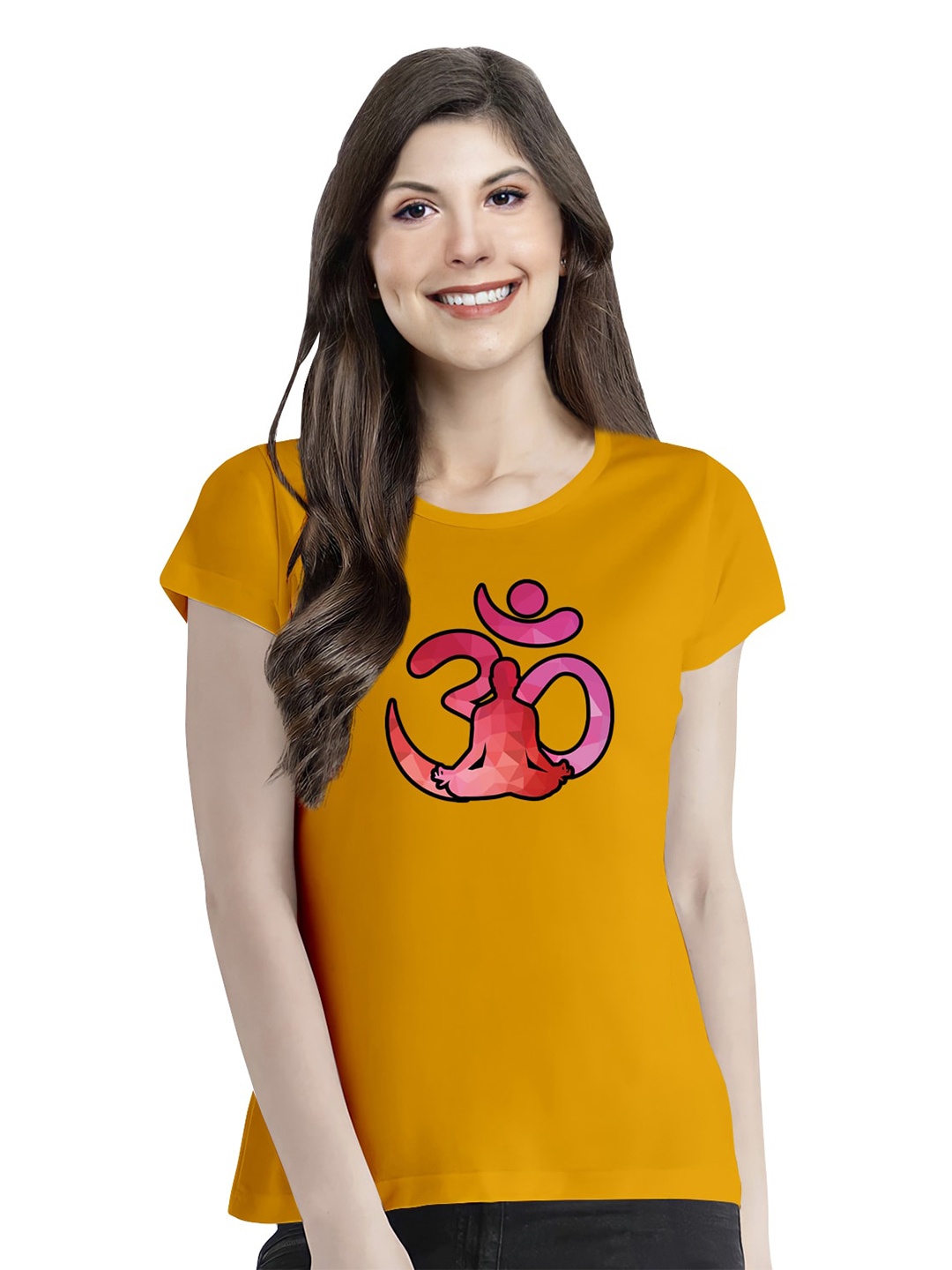 

Pootlu Women Yellow & Pink Printed T-shirt