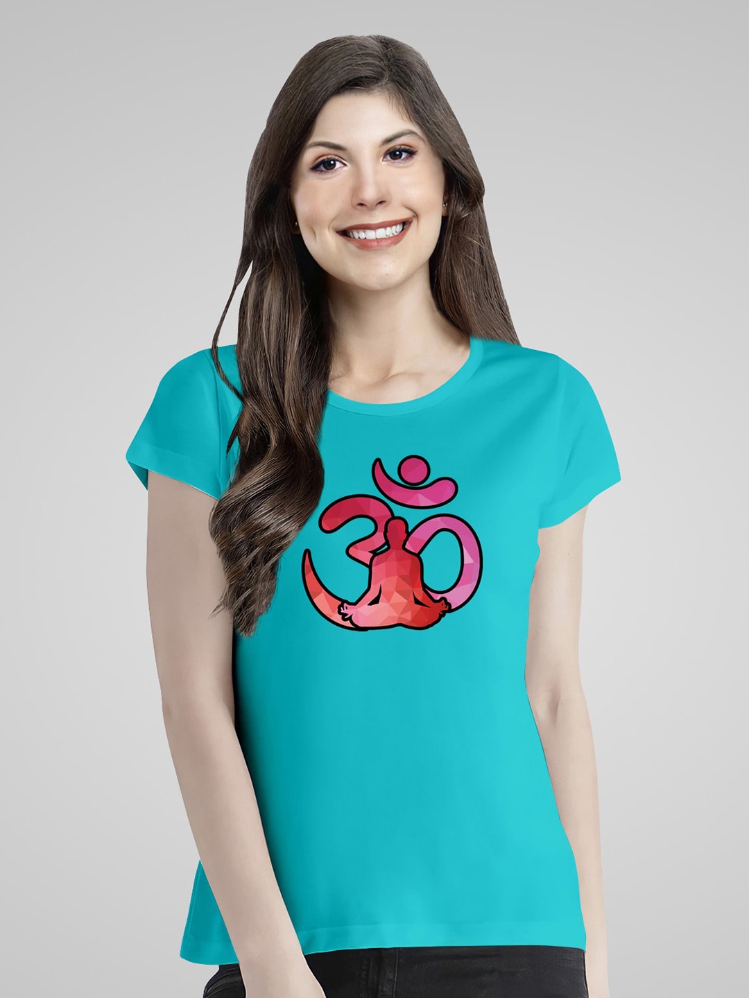 

Pootlu Women Blue Graphic Printed Cotton T-shirt