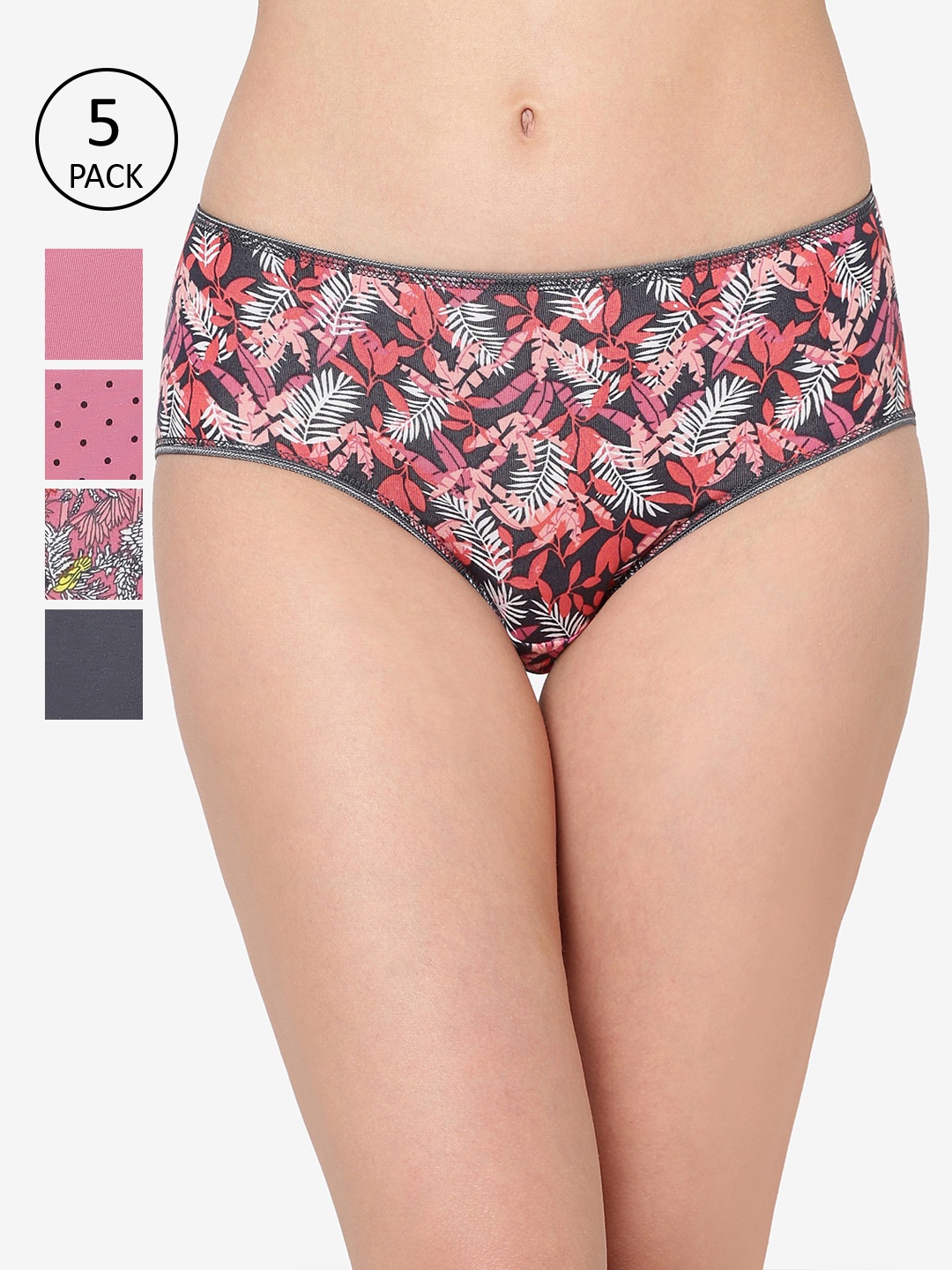 

Juliet Women Pack of 5 Printed Hipster Briefs 060001600015857, Pink