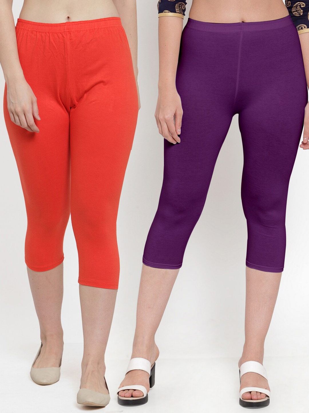 

Jinfo Pack Of 2 Mid Rise Capris, Orange