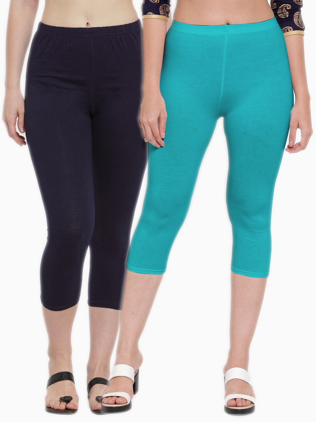 

Jinfo Women Pack Of 2 Navy Blue Capris