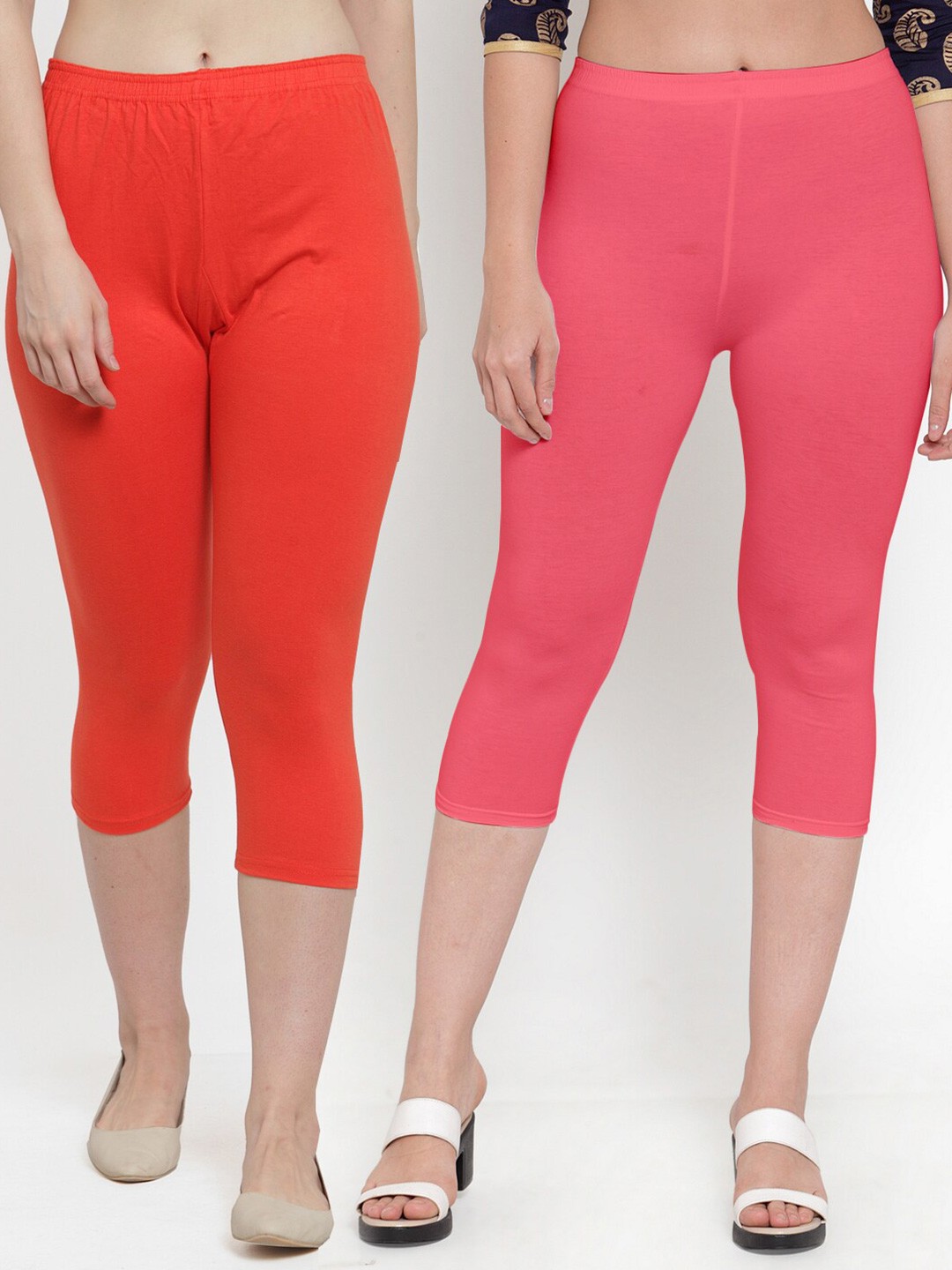 

Jinfo Women Set of 2 Slim Fit Capris, Orange