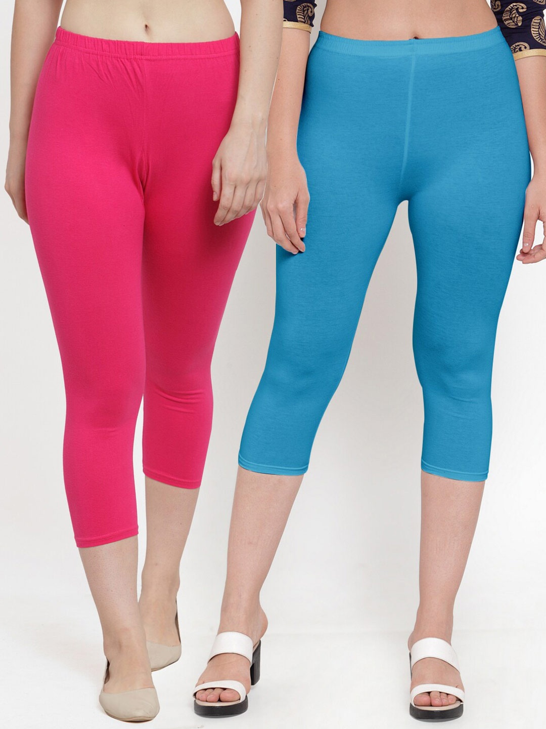 

Jinfo Women Set of 2 Slim Fit Capris, Pink