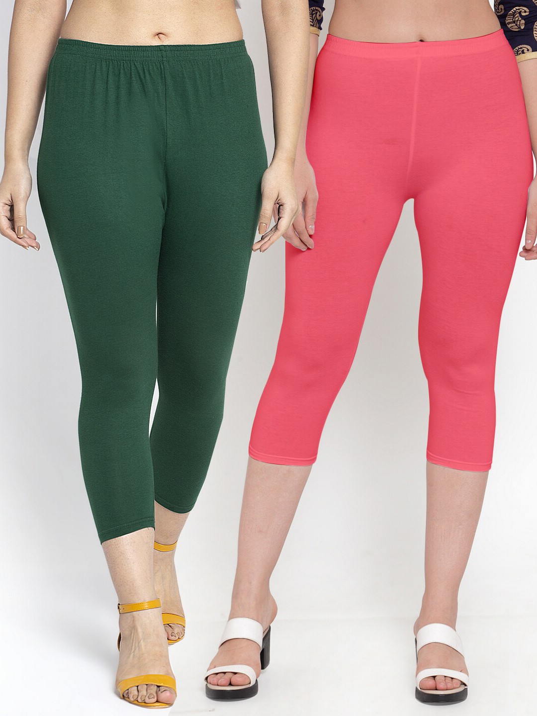 

Jinfo Women Set of 2 Slim Fit Capris, Green
