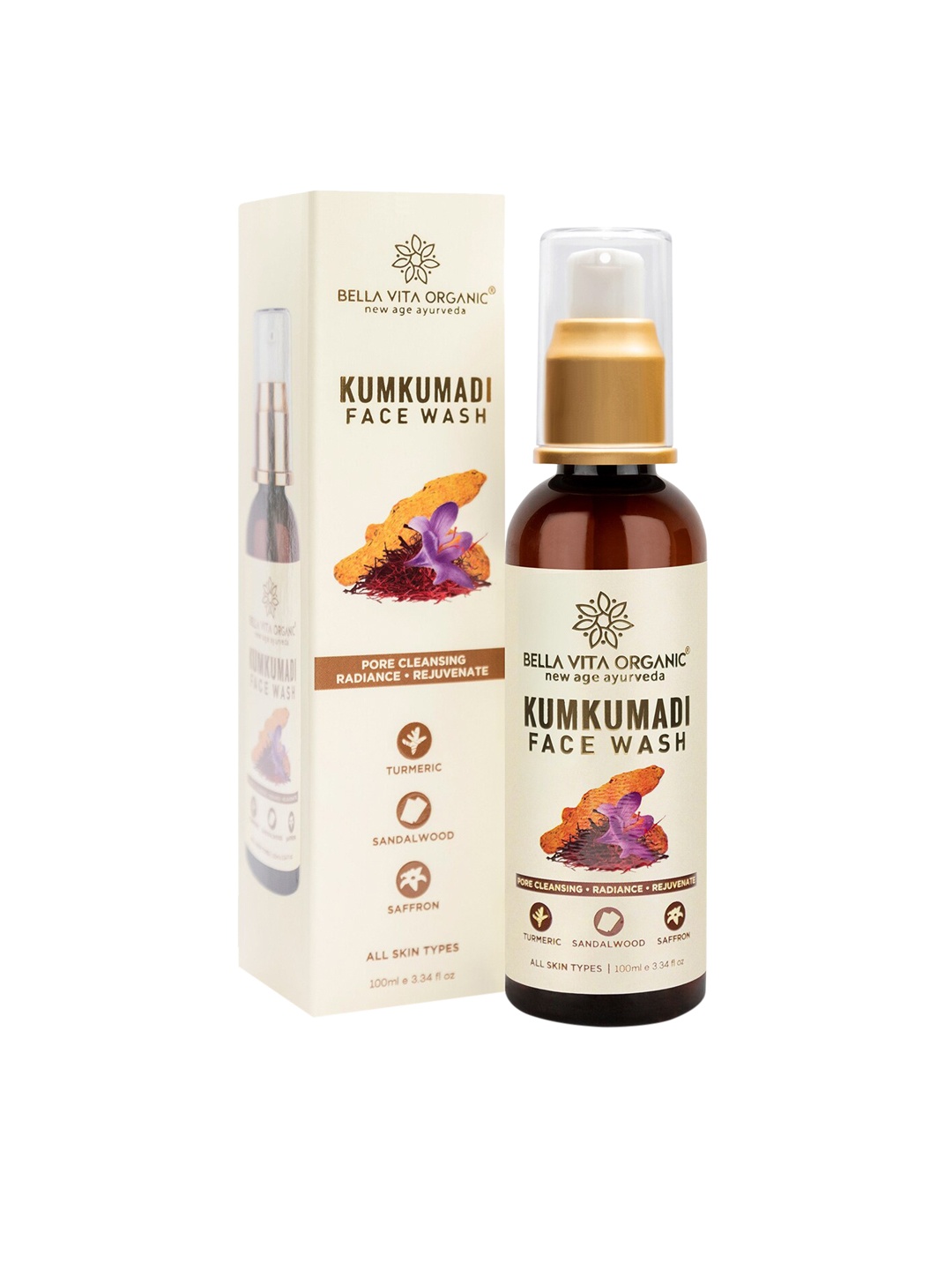 

Bella Vita Organic Turmeric & Sandalwood Kumkumadi Face Wash - 100 ml, Beige