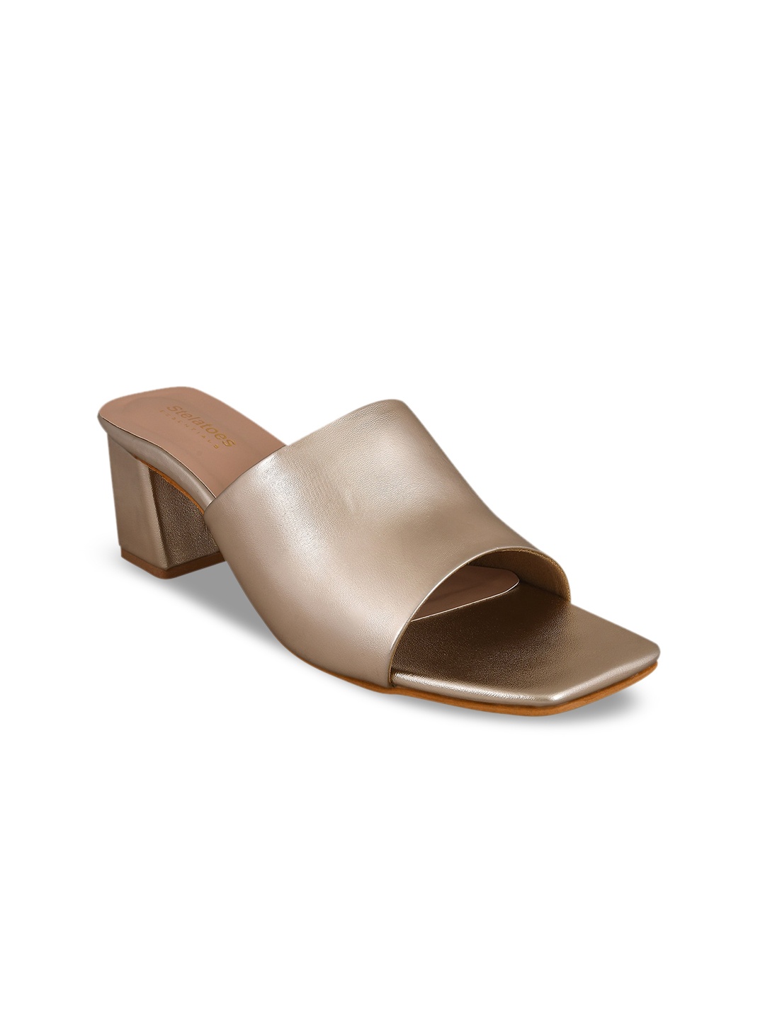 

Stelatoes Gold-Toned PU Block Heels