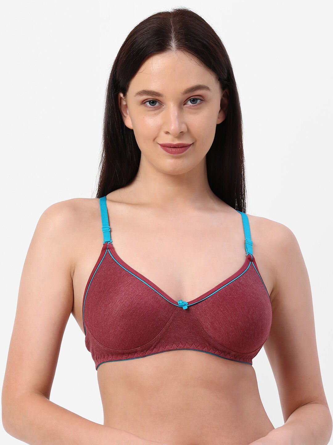 

Planetinner Non Padded Non Wired Melange Fabric Super Support Bra MB33, Maroon