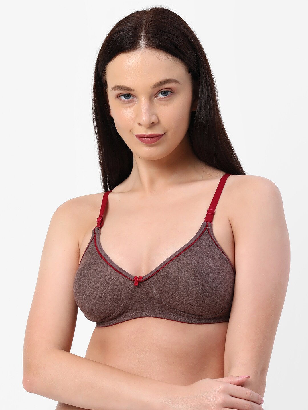

Planetinner Non Padded Non Wired Melange Fabric Super Support Bra MB33, Brown