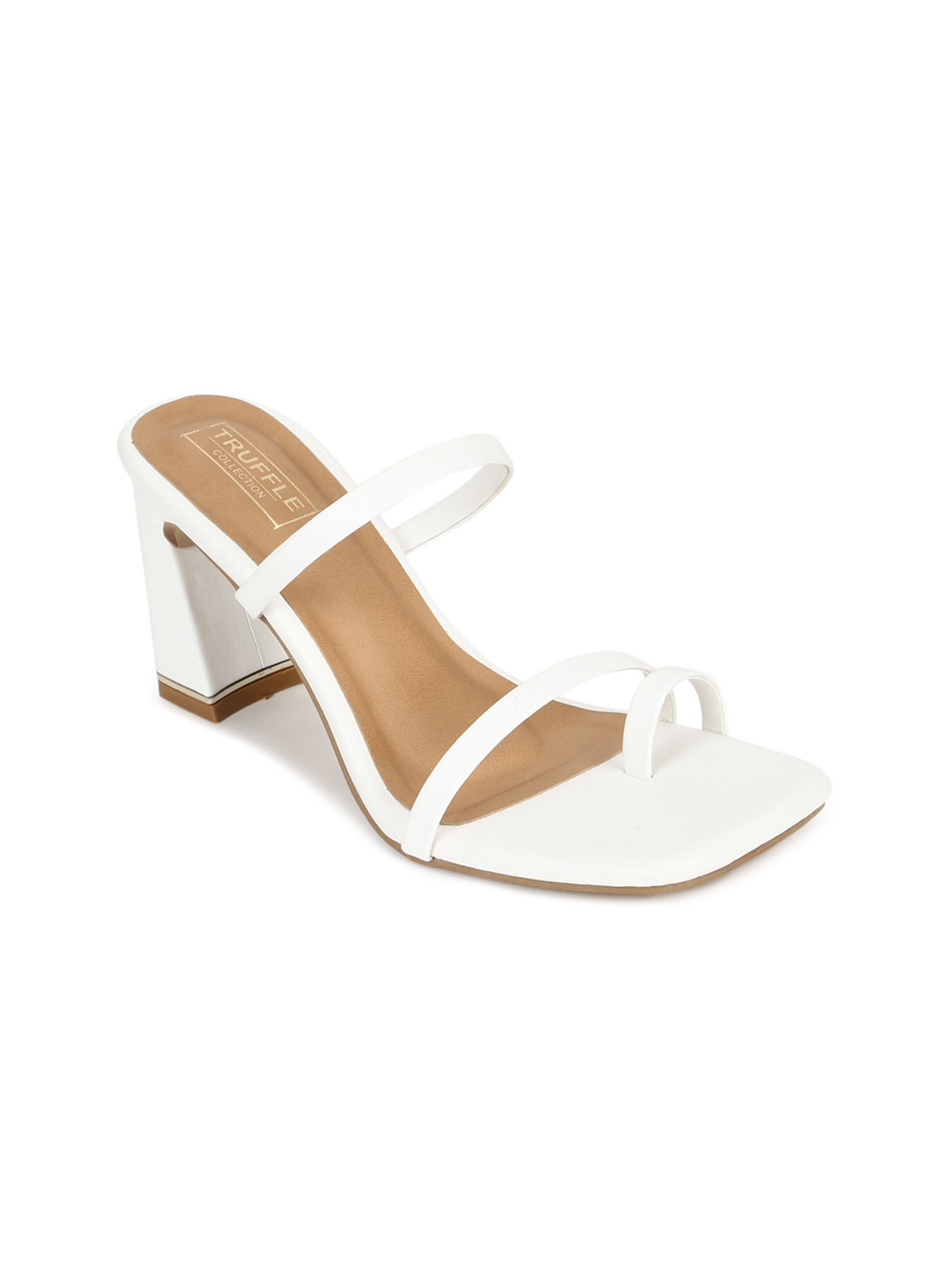 

Truffle Collection Women White PU Block Heels