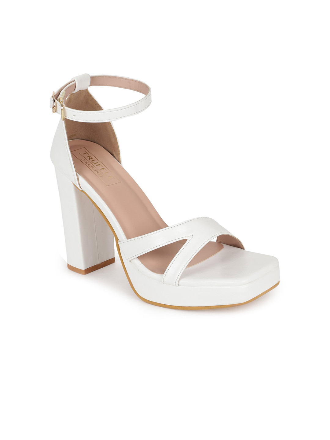 

Truffle Collection White PU Block Heels