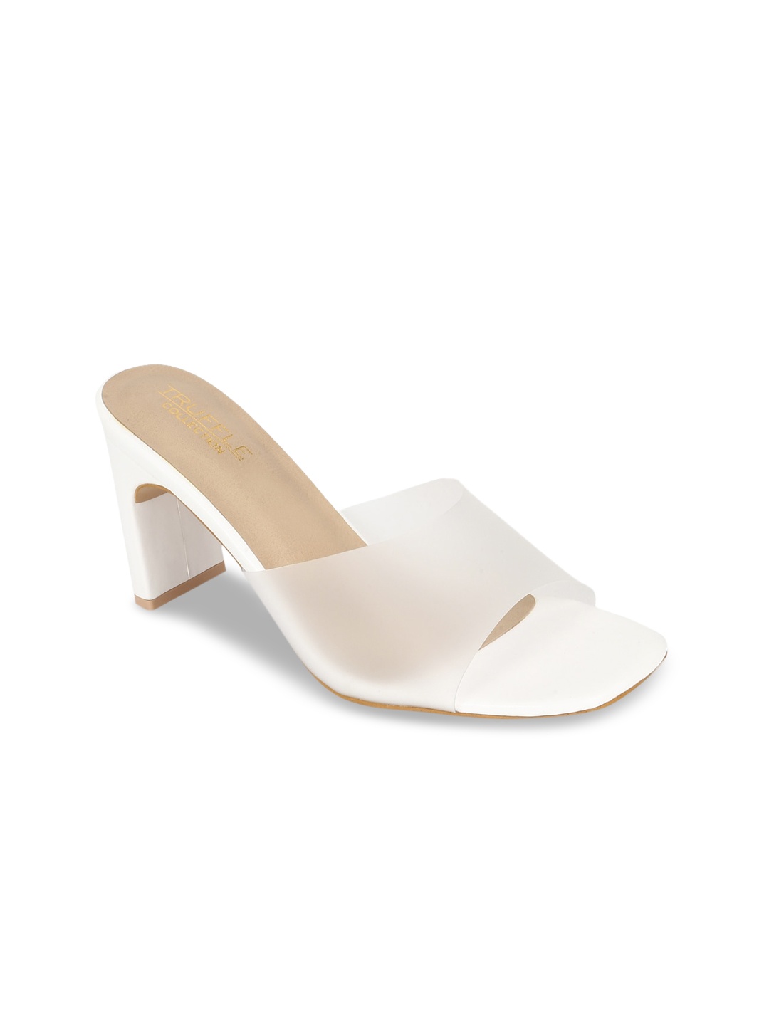 

Truffle Collection Women White PU Block Heels