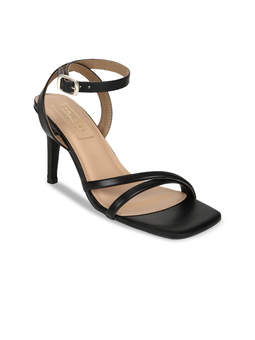 

Truffle Collection Women Black PU Block Pumps with Buckles