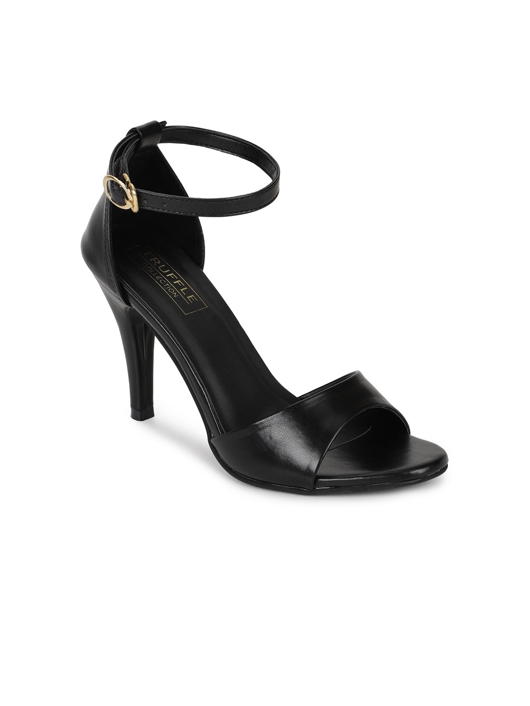 

Truffle Collection Black PU Slim Heels