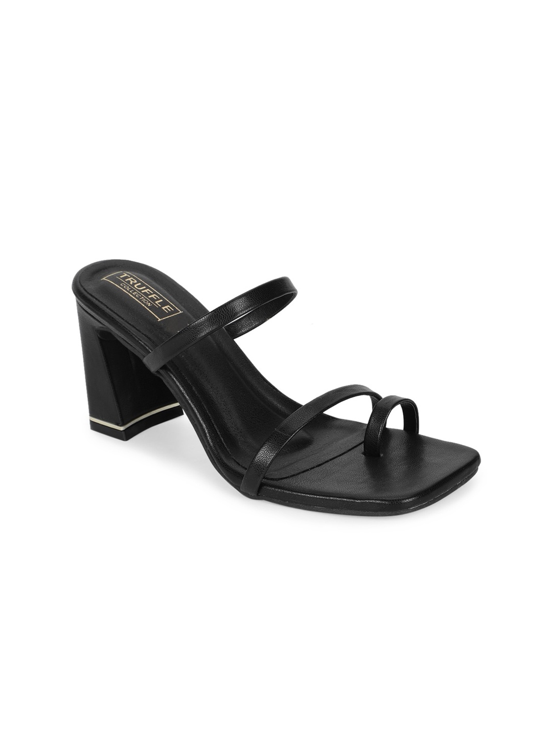 

Truffle Collection Women Black PU Block Heels