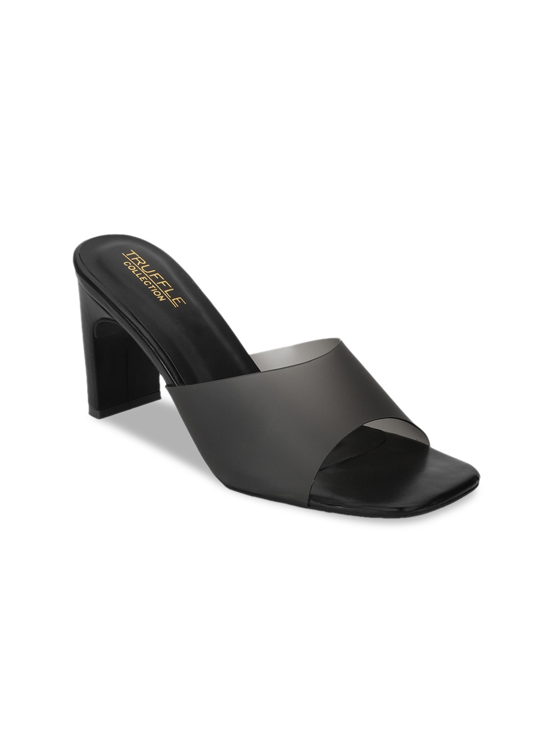 

Truffle Collection Black PU Block Heels