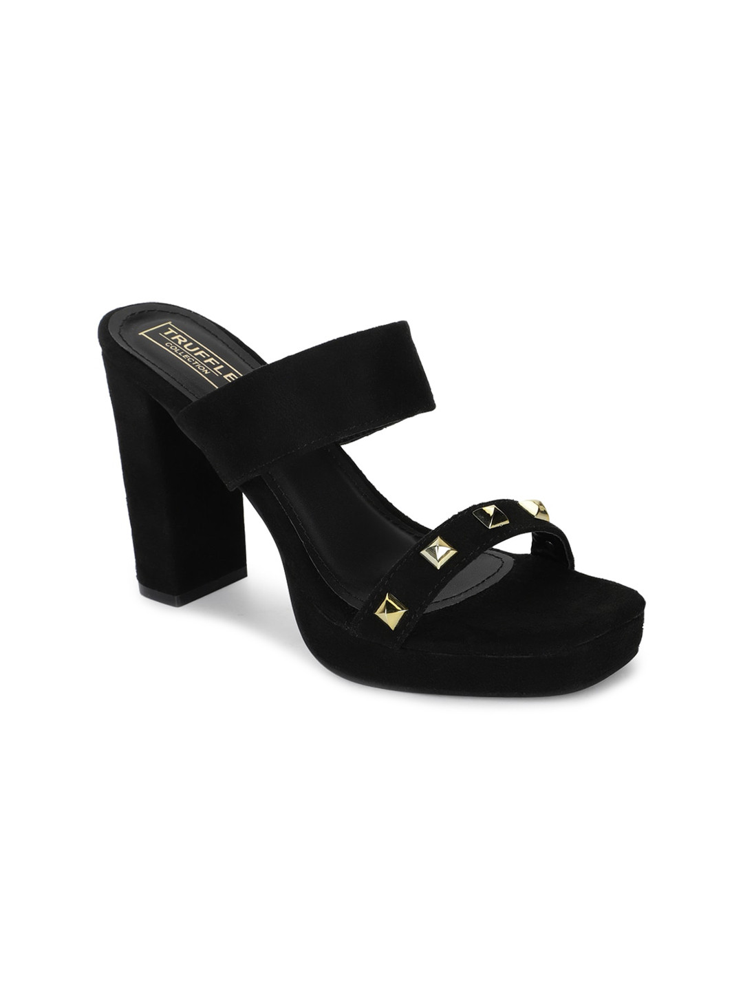 

Truffle Collection Black Suede Block Heels