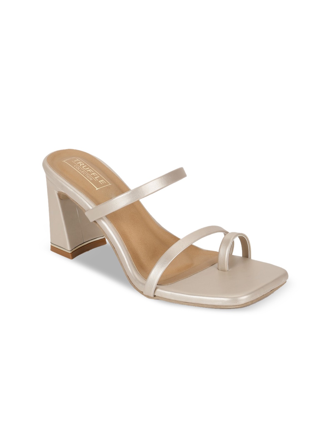 

Truffle Collection Women Gold-Toned PU Block Heels