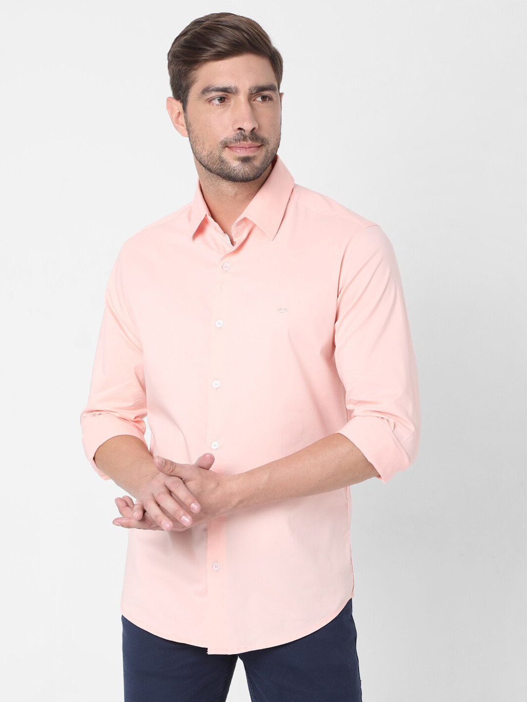 

Mufti Men Peach-Coloured Slim Fit Casual Shirt