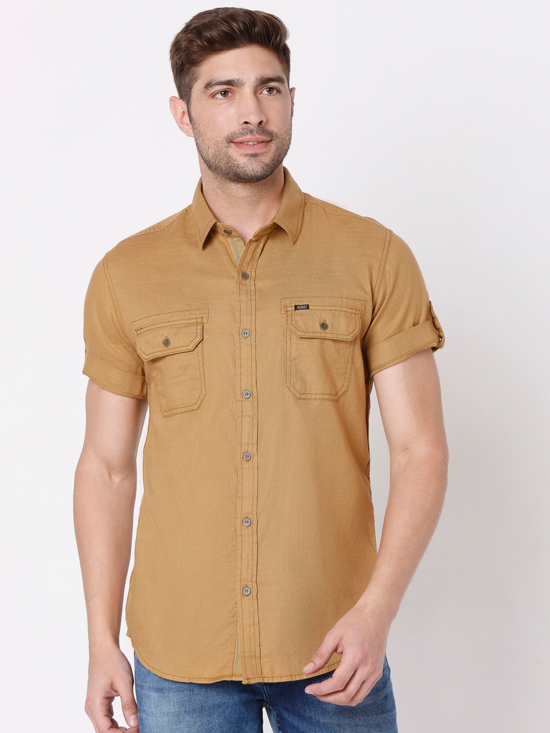 

Mufti Men Mustard Slim Fit Cotton Casual Shirt