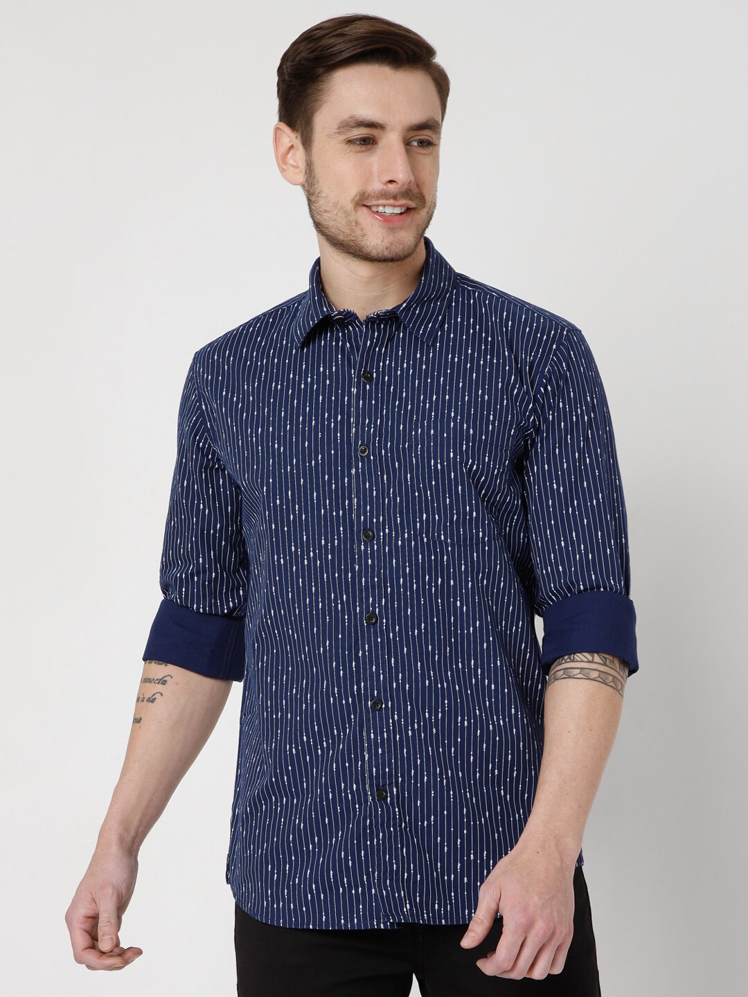 

Mufti Men Blue Slim Fit Printed Casual Shirt