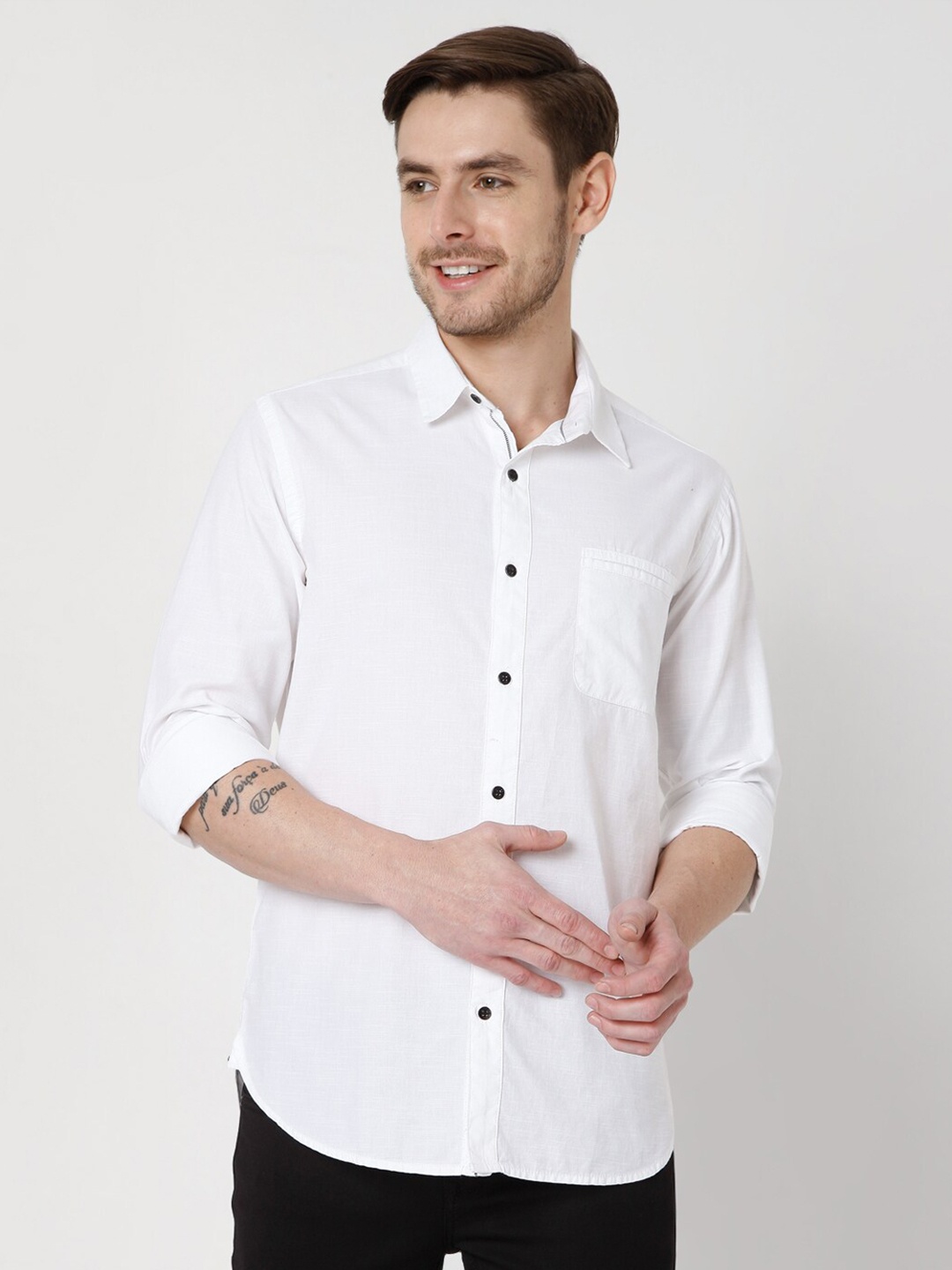

Mufti Men White Slim Fit Casual Pure Cotton Shirt