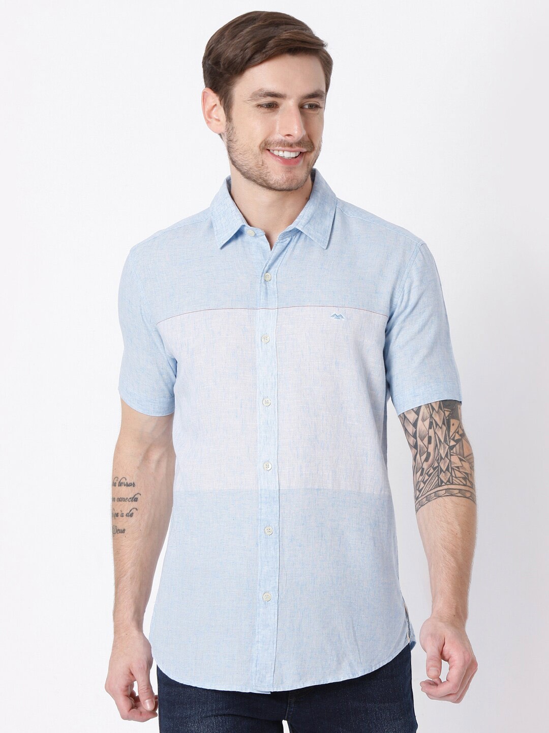 

Mufti Men Blue Slim Fit Casual Shirt