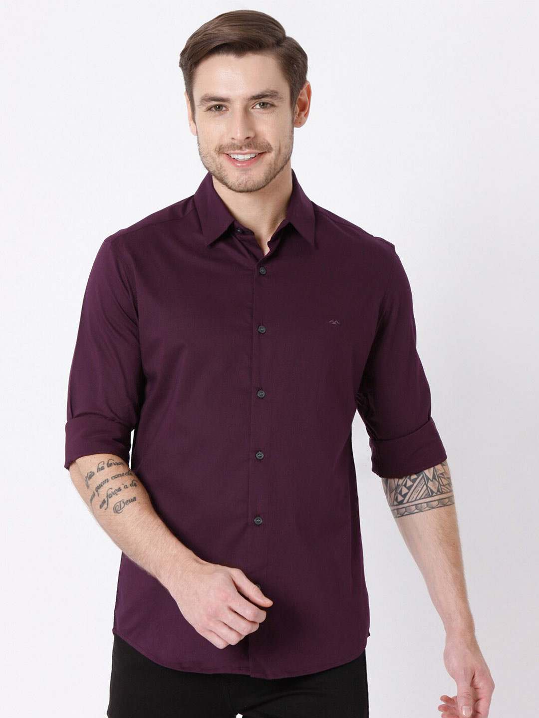 

Mufti Men Burgundy Slim Fit Cotton Casual Shirt