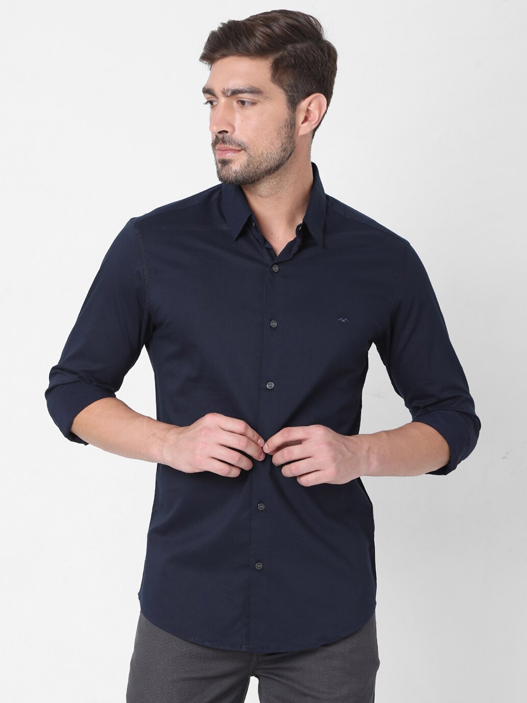 

Mufti Men Navy Blue Slim Fit Casual Shirt