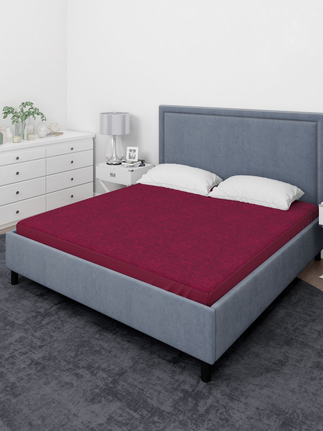 

Aura Maroon Queen Size Double Bed Waterproof Mattress Protector