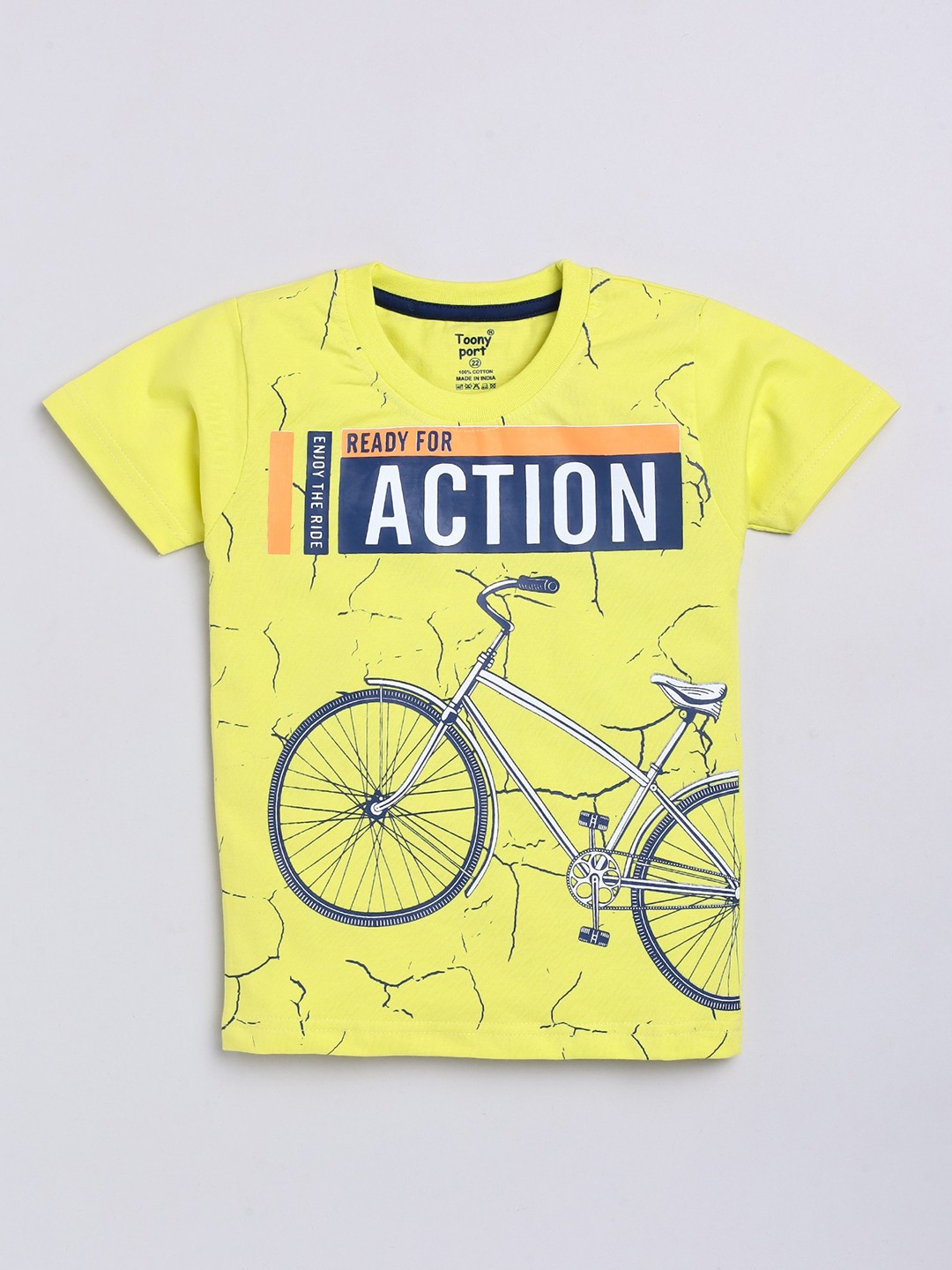 

Toonyport Boys Green & Navy Blue Typography Printed T-shirt