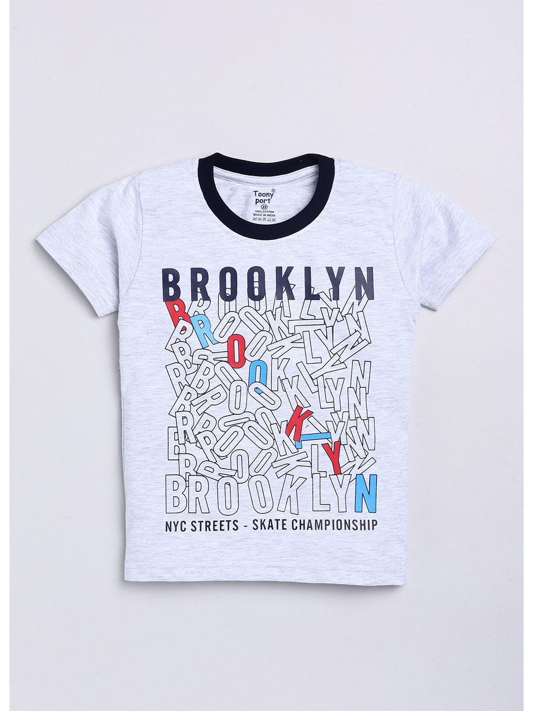 

Toonyport Boys Grey Printed Cotton T-shirt