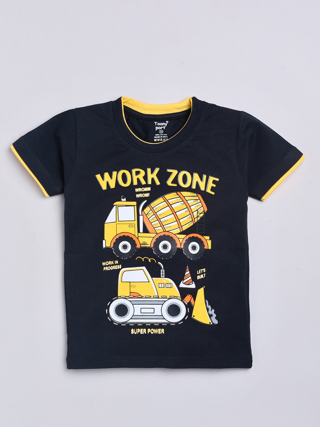

Toonyport Boys Grey Printed Cotton T-shirt