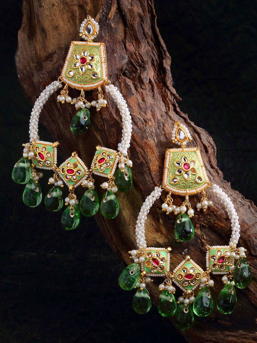 

DUGRISTYLE Green Classic Chandbalis Earrings