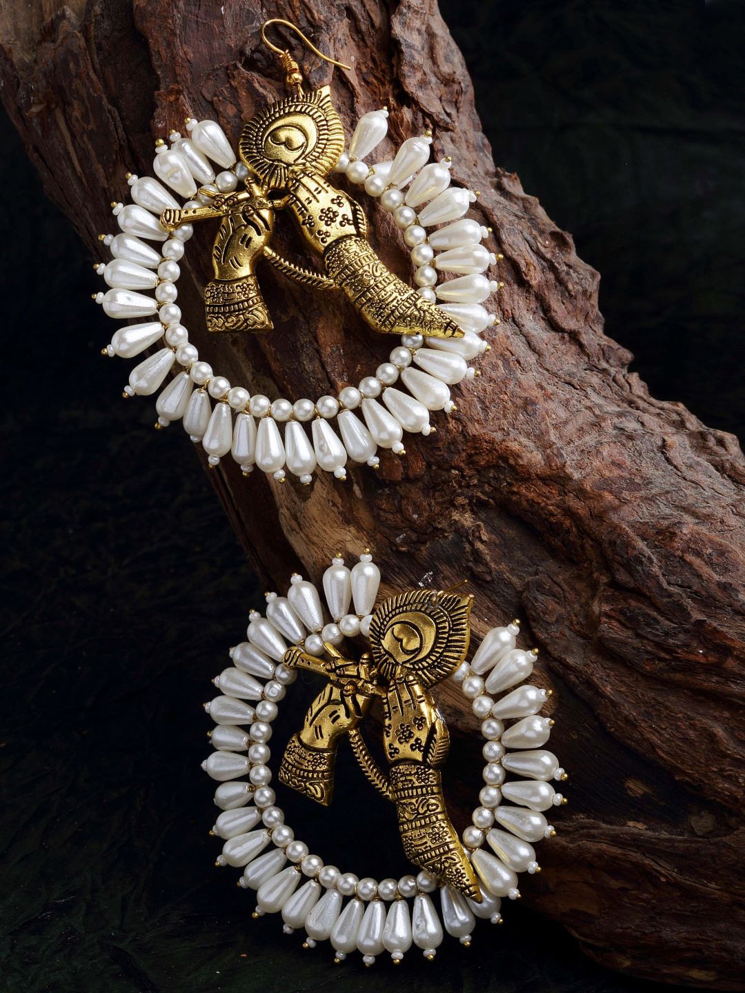 

DUGRISTYLE Gold-Toned & White Classic Drop Earrings