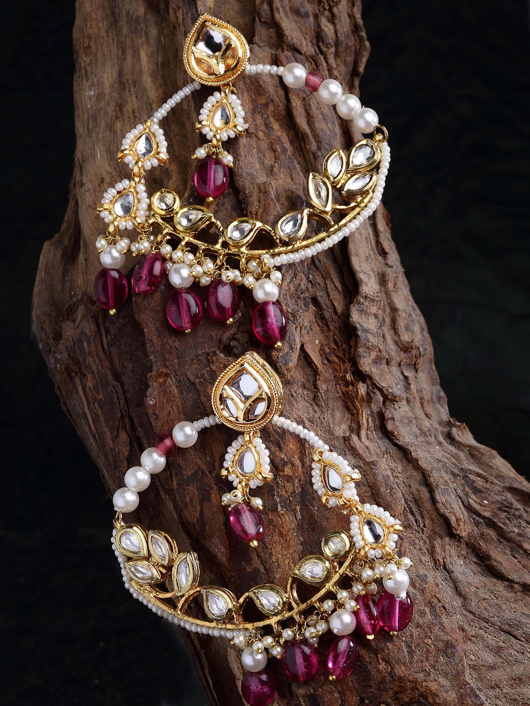 

DUGRISTYLE Pink & Gold-Toned Classic Drop Earrings