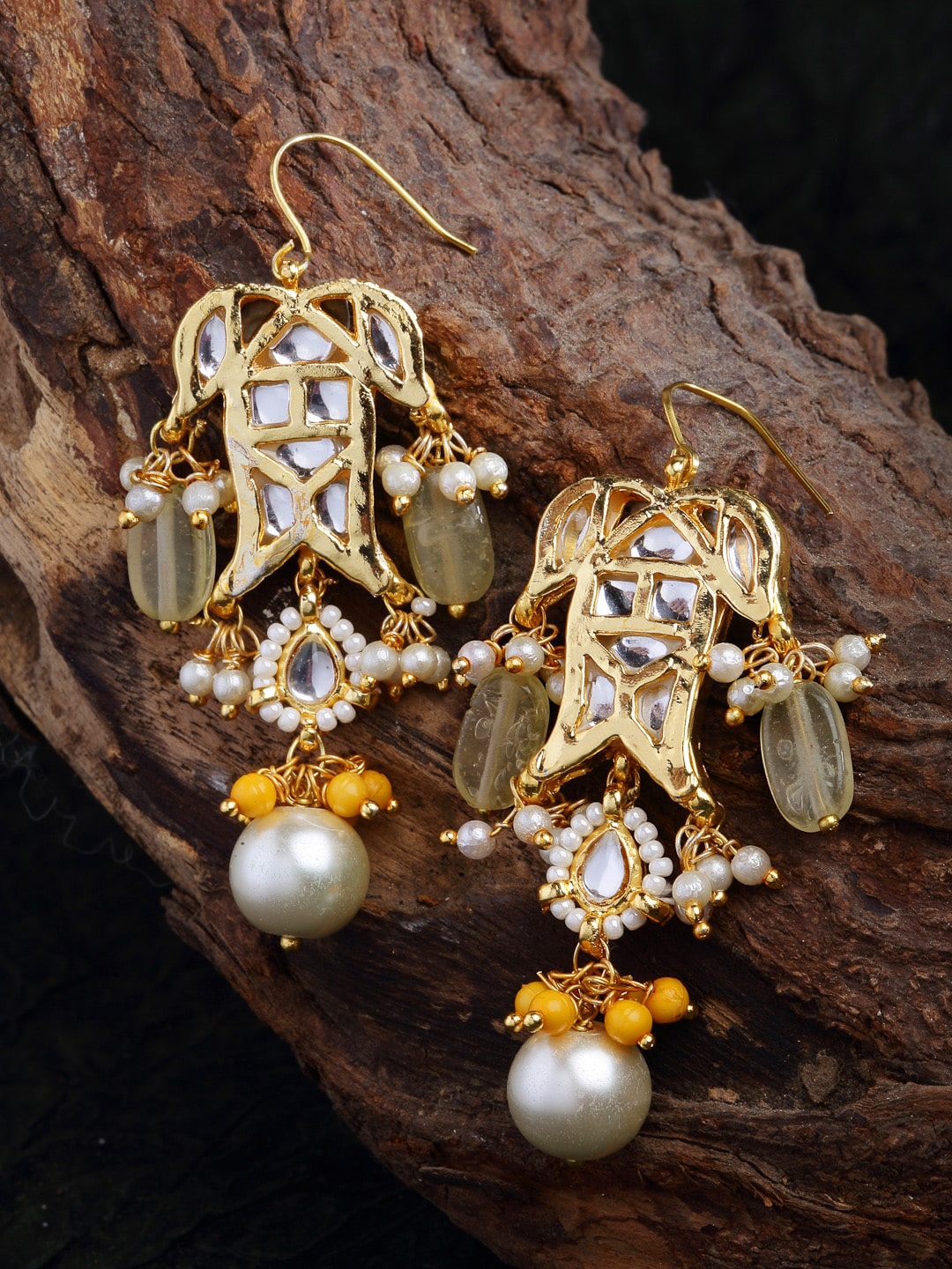 

DUGRISTYLE Yellow & Gold-Toned Classic Drop Earrings