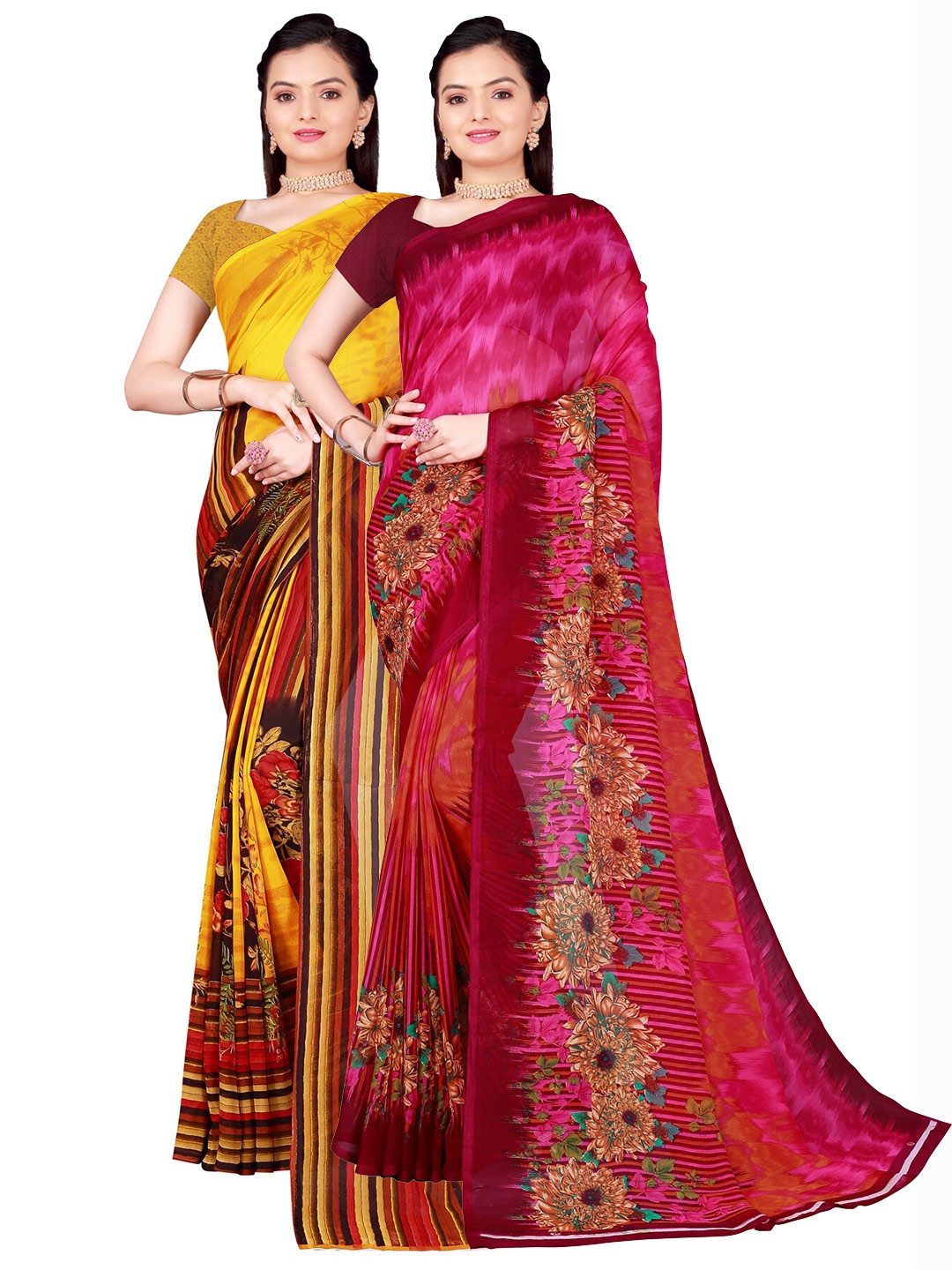 

SAADHVI Set of 2 Pure Georgette Saree, Yellow
