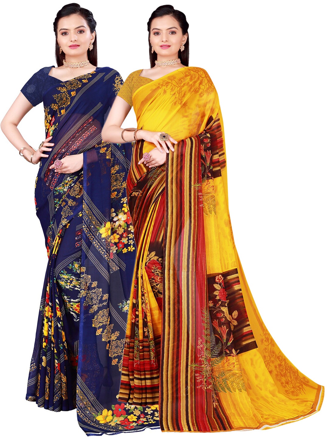 

SAADHVI Set of 2 Pure Georgette Saree, Yellow