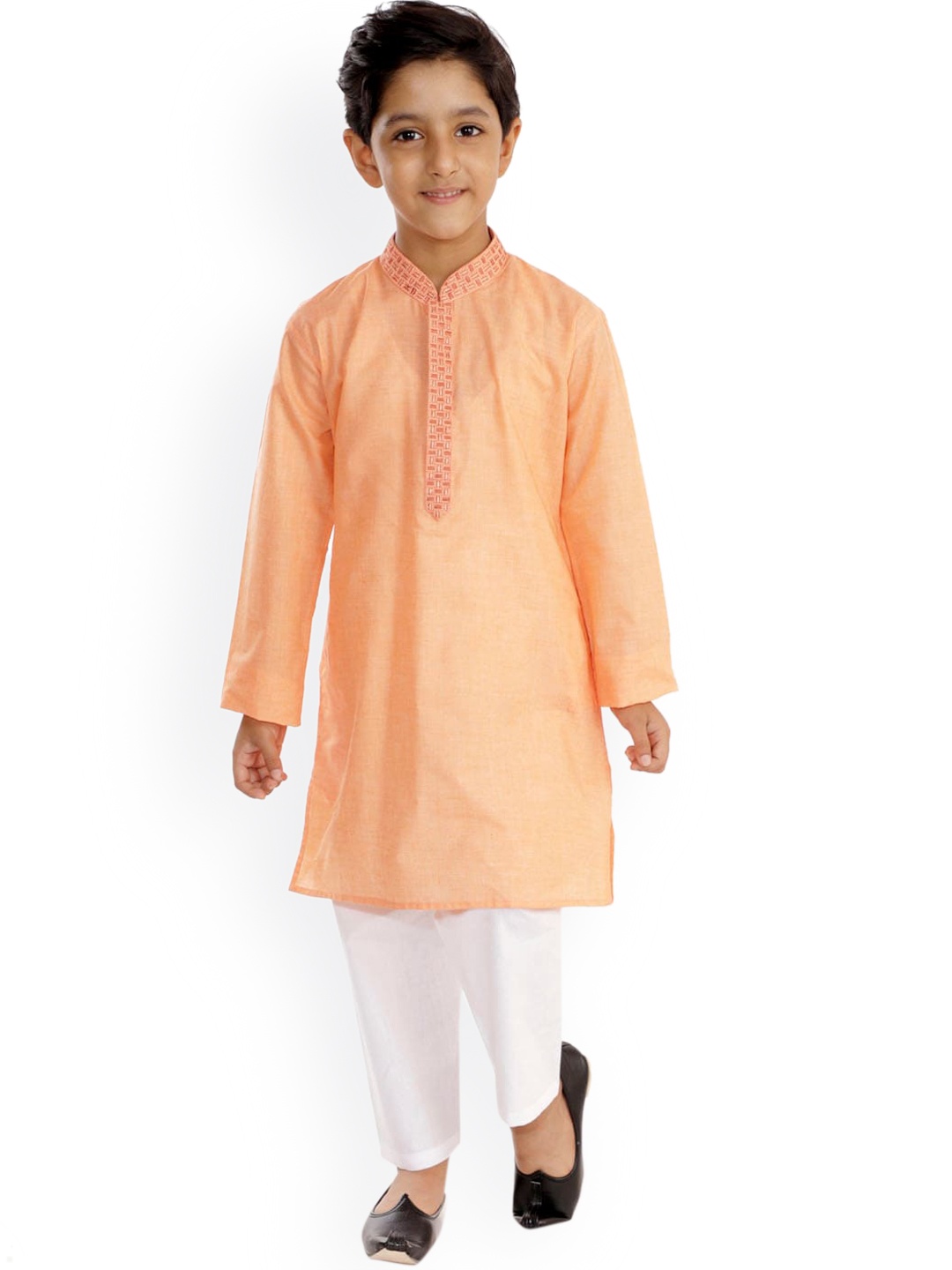 

JBN Creation Boys Peach-Coloured Thread Work Kurta with Pyjamas