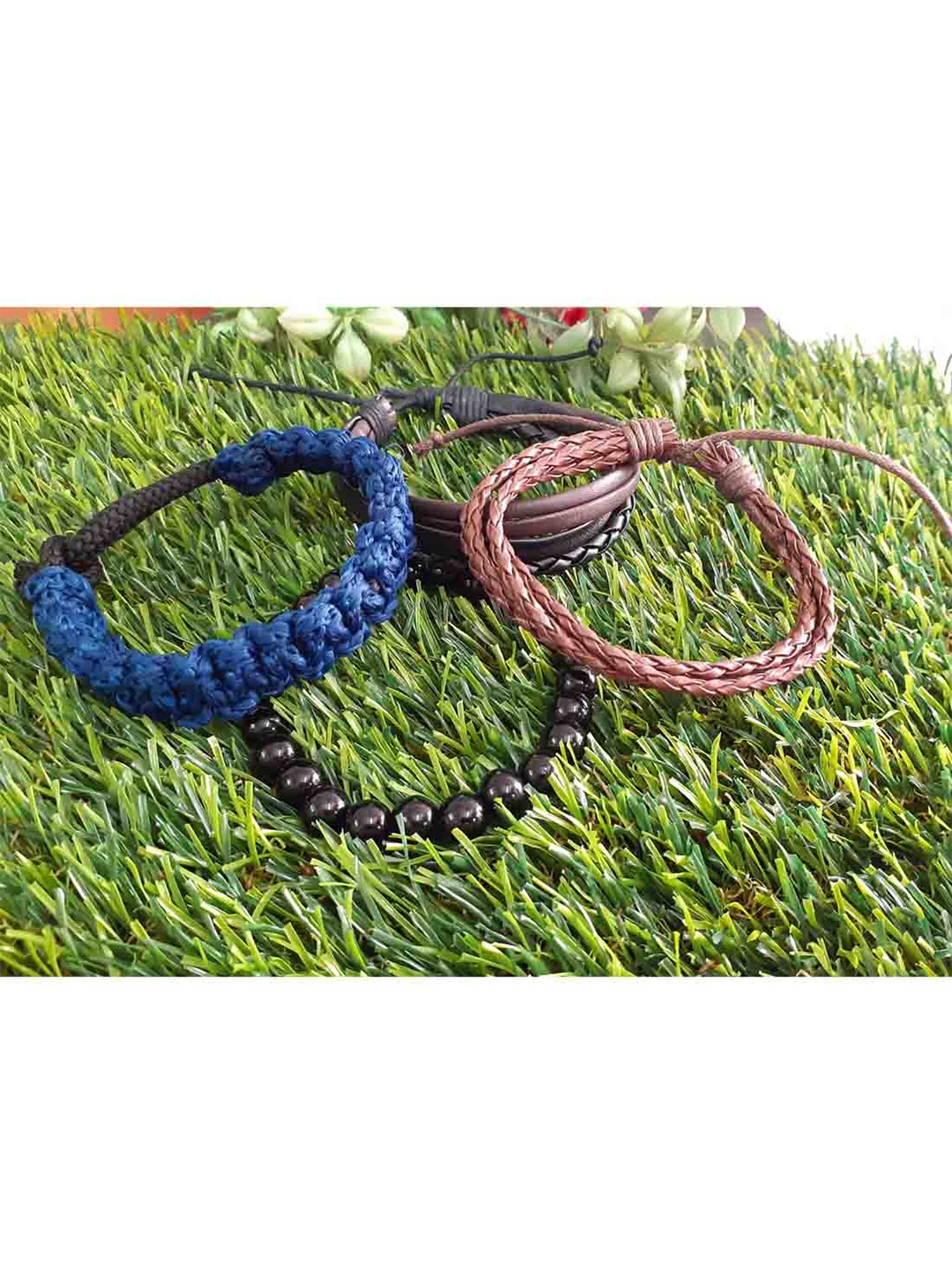 

RICH AND FAMOUS Men Multicolour Set of 4 Textured Bracelet, Multi