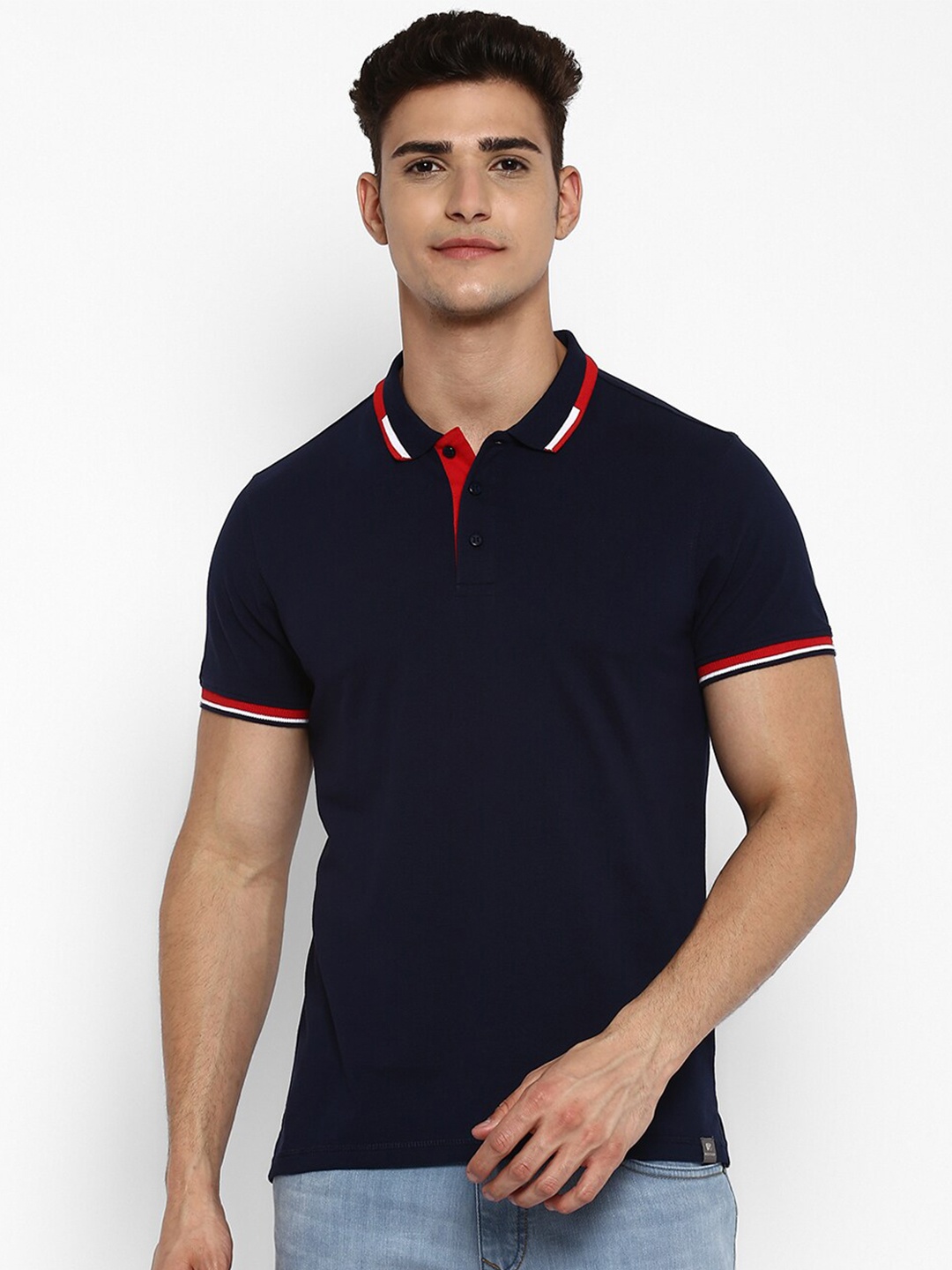 

Red Chief Men Navy Blue Polo Collar T-shirt