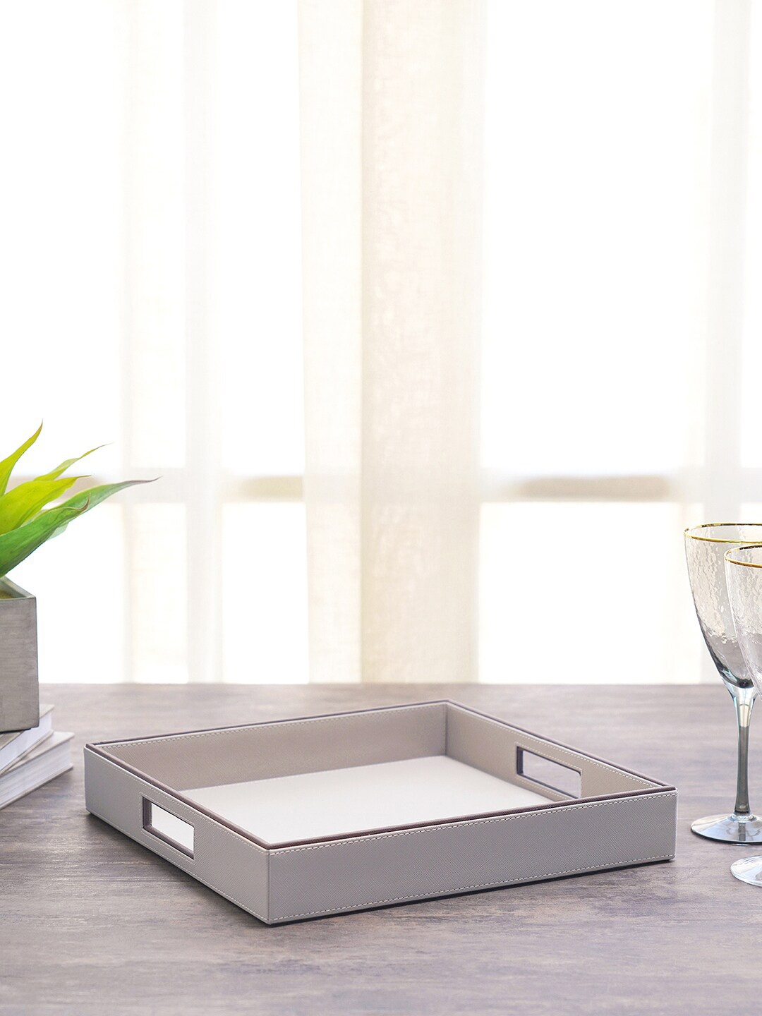 

Pure Home and Living Beige Square Ceramic Serving Tray