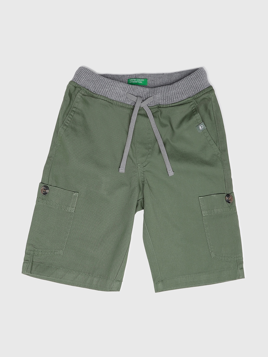 

United Colors of Benetton Boys Olive Green Cotton Cargo Shorts