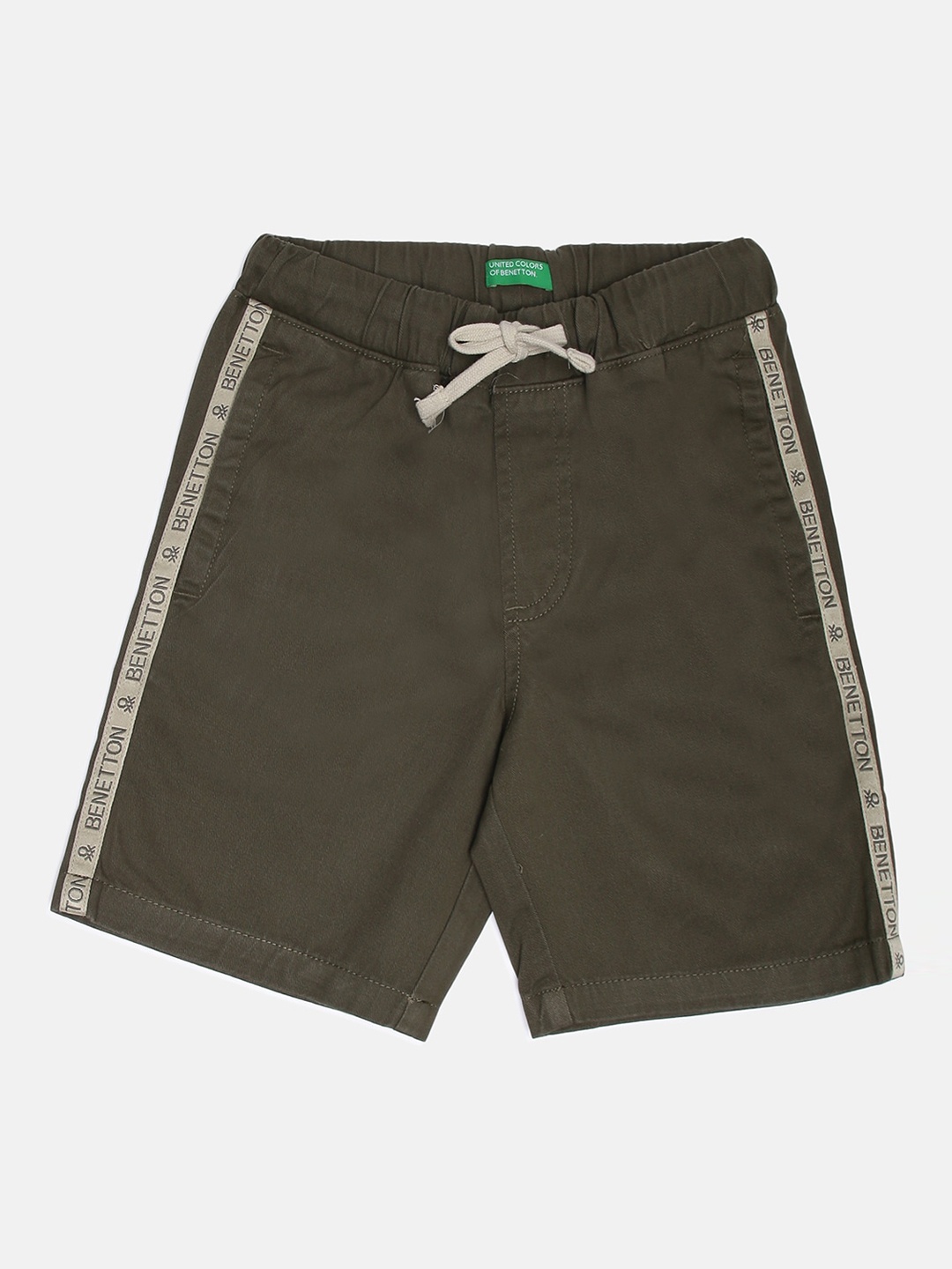 

United Colors of Benetton Boys Olive Green Pure Cotton Shorts