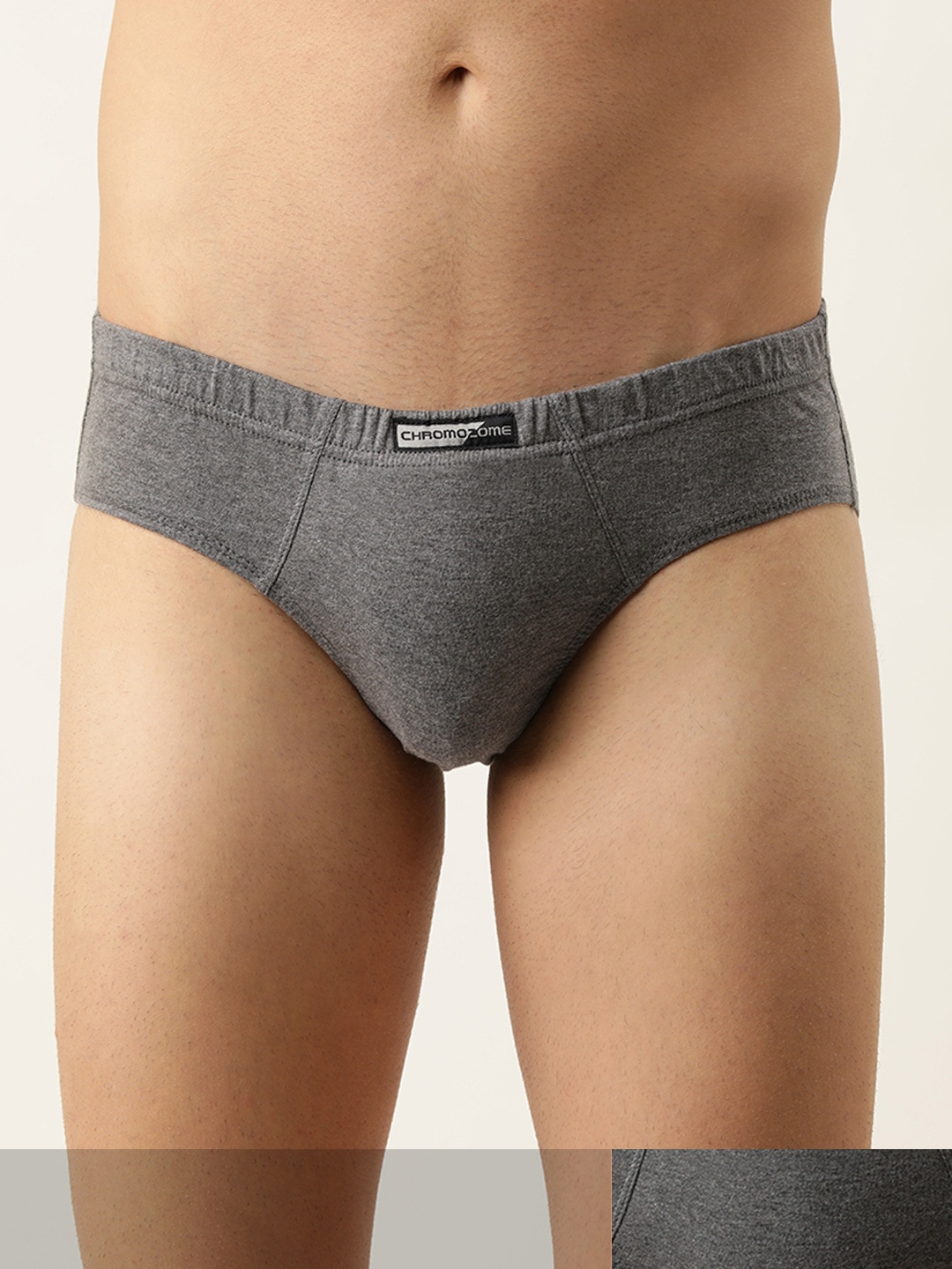 

Chromozome Men Pack of 2 Charcoal Grey Solid Pure Cotton Basic Briefs 8902733544252