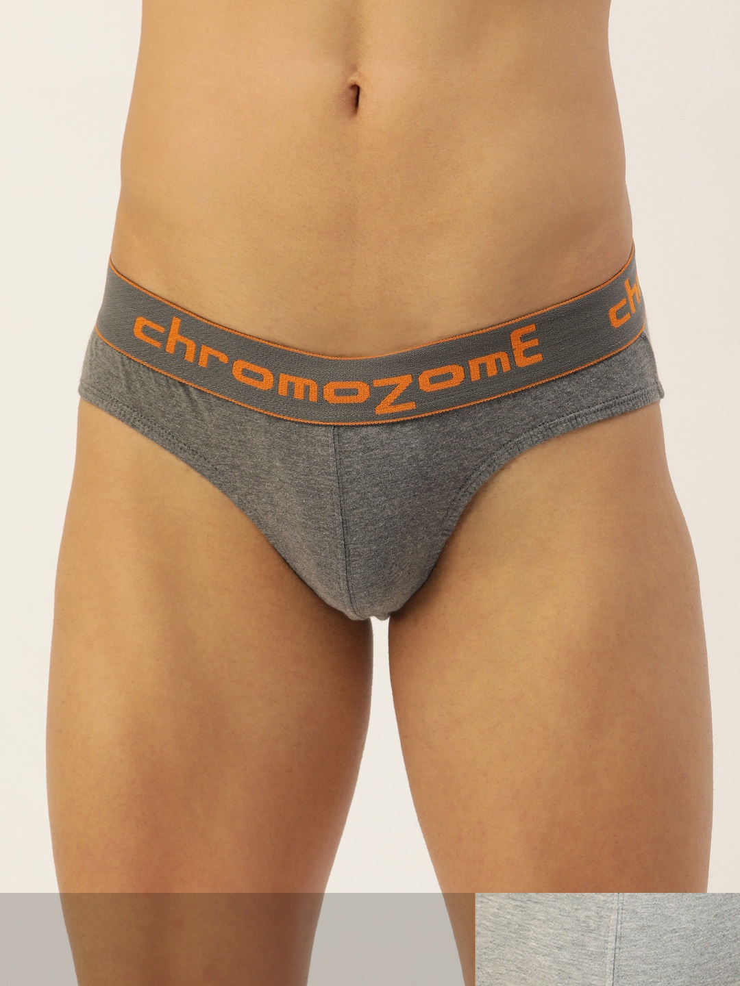 

Chromozome Men Pack of 2 Solid Basic Briefs 8902733574891, Charcoal