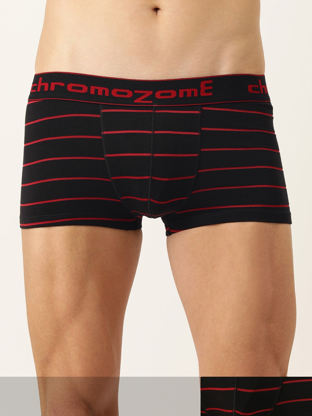 

Chromozome Men Pack of 2 Striped Trunks, Black