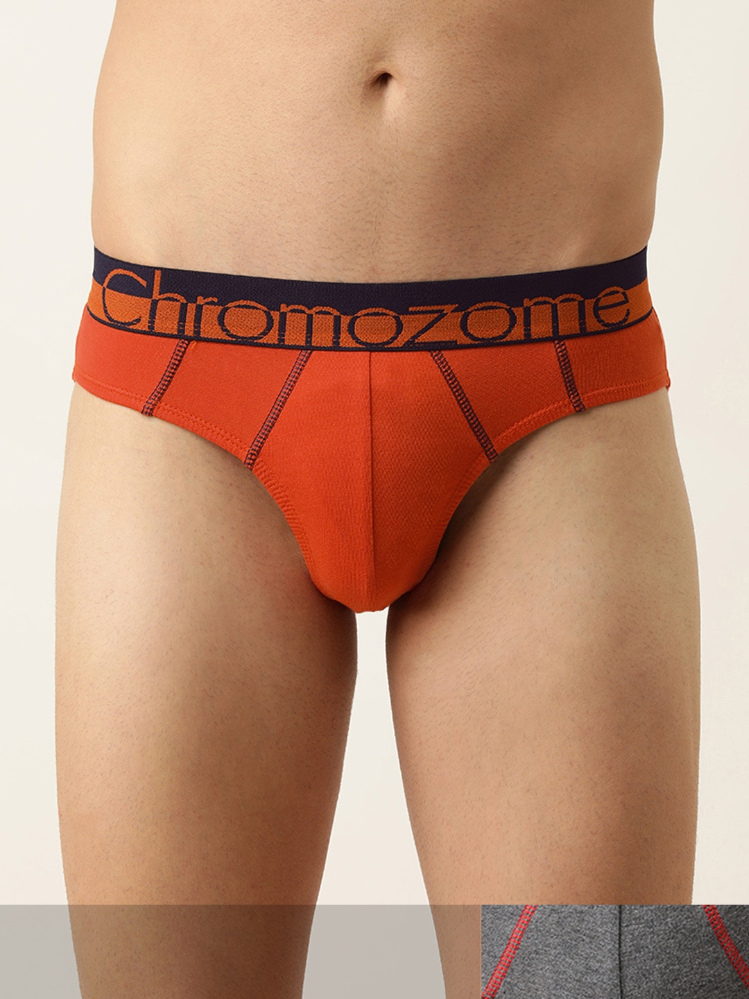 

Chromozome Men Pack Of 2 Colourblocked Briefs- 8902733552882, Orange