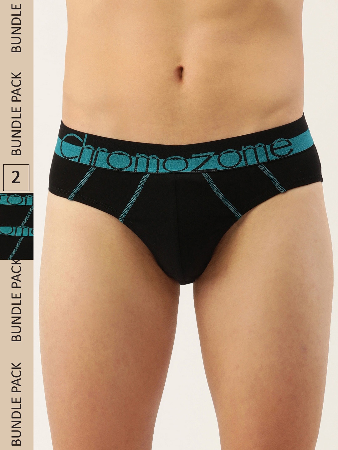 

Chromozome Men Pack Of 2 Solid Pure Cotton Briefs 8902733552684-V65, Black