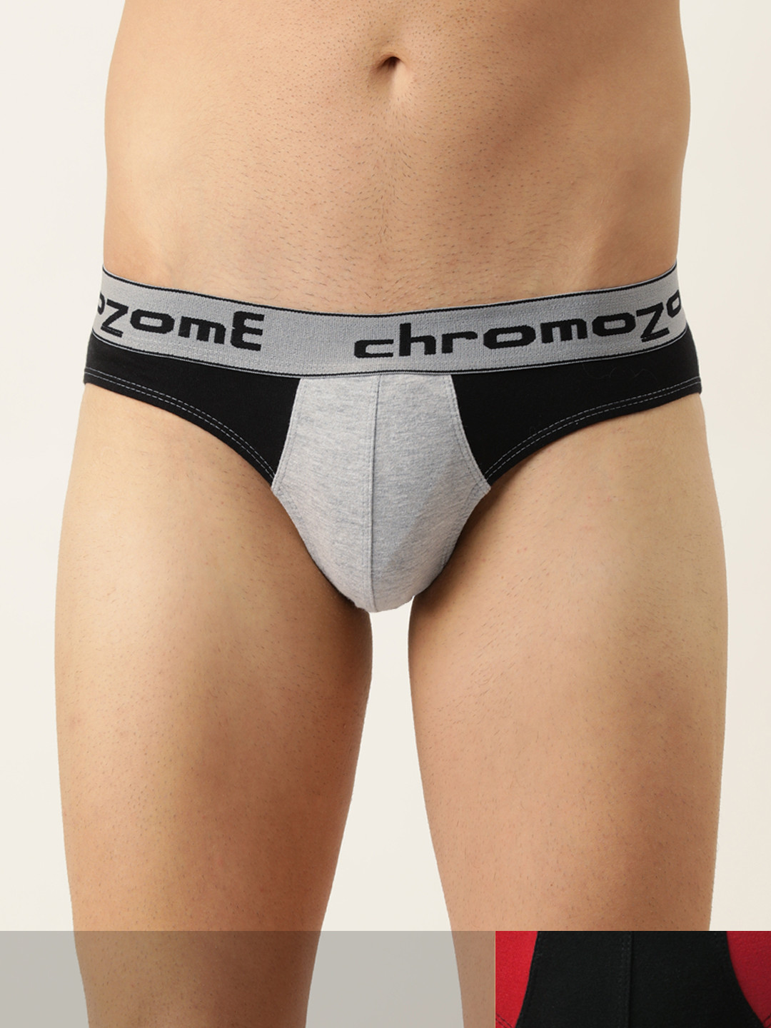 

Chromozome Men Pack Of 2 White & Black Colourblocked Briefs -8902733546577, Grey